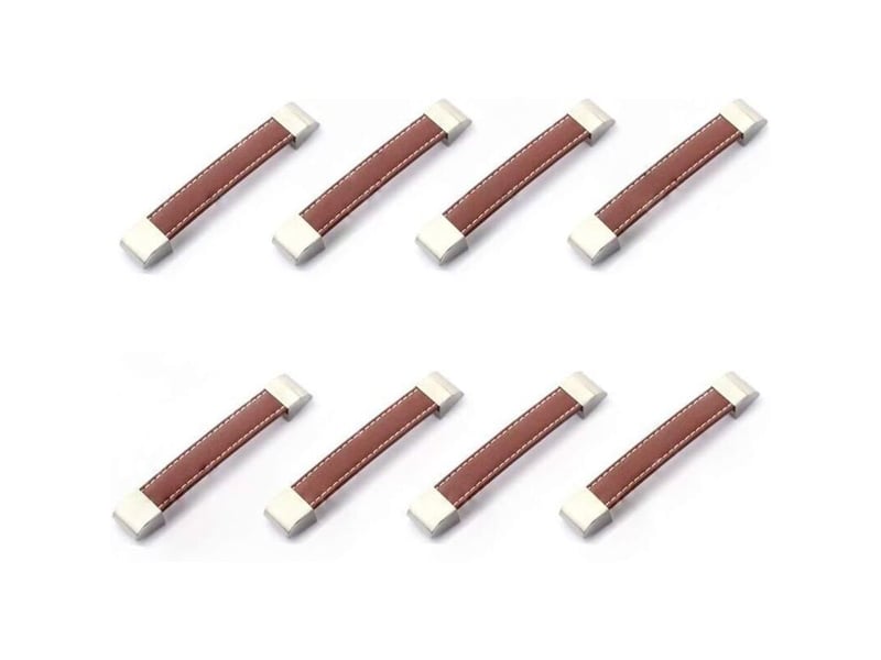 Lot de 8 poignées pour tiroir et armoire en métal‑cuir, accessoire de décoration de meuble - Conforama A