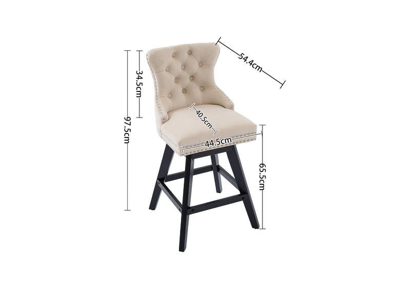  Tabouret de bar pivotant velours beige dossier courbé pieds bois cravdom  - Conforama E
