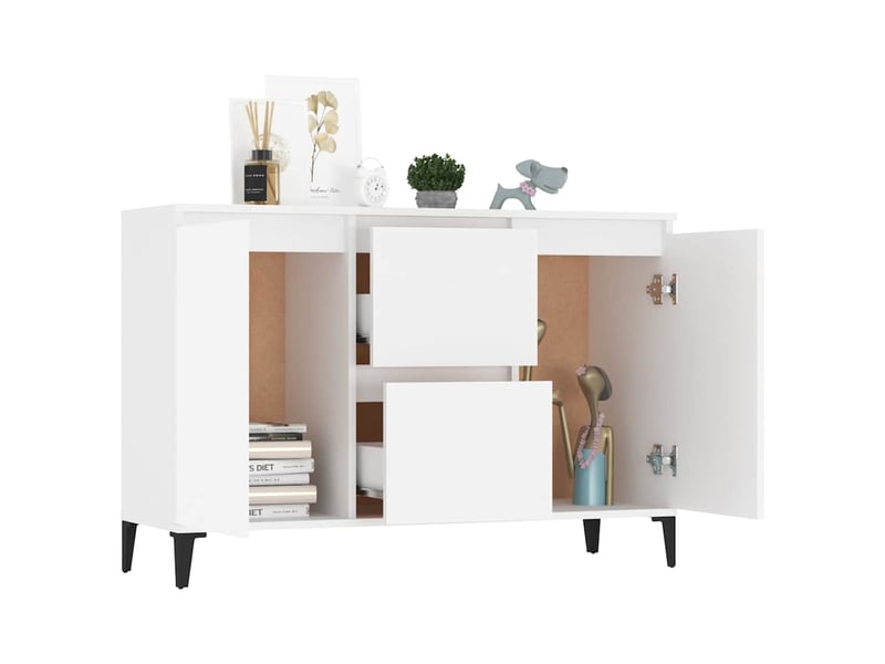  Buffet - bahut - meuble de rangement blanc 102x35x70 cm bois d'ingénierie  - Conforama C