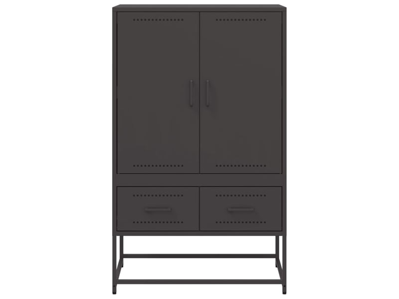  Buffet haut - bahut - meuble de rangement noir 68x39x111,5 cm acier  - Conforama E