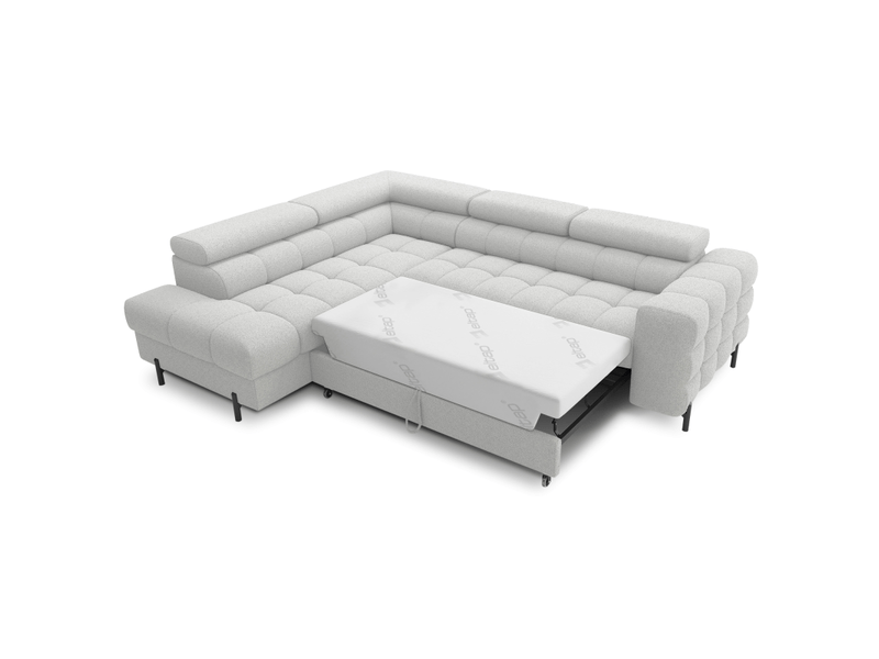 Canapé convertible gris clair ferrum 5 places angle gauche avec têtières 276x93x200cm - Conforama B