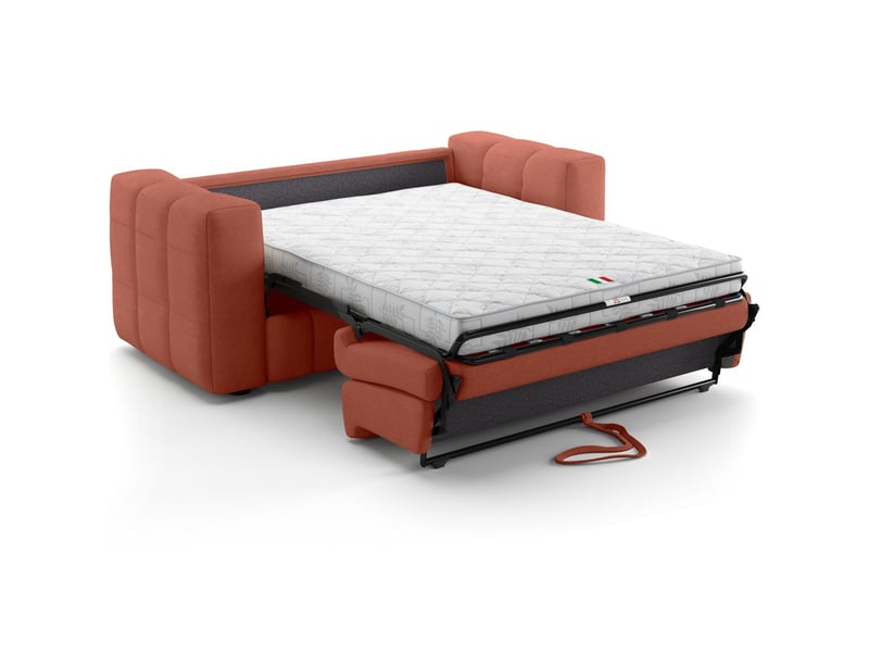  Canapé capitonné convertible 3 places en tissu chenille terracotta - ouverture express - cester Cester - Conforama D