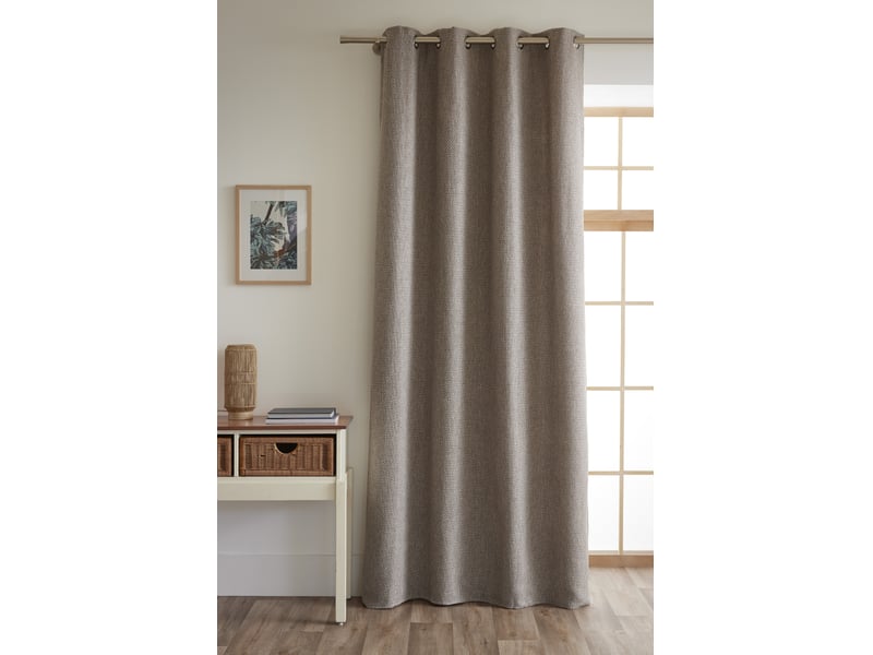 Rideau atlas galet 140 x 240 cm jacquard fils teints 8 œillets 460 gm² 15683 - Conforama C