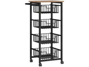 Desserte de cuisine avec 4 paniers coulissants et plateau, meuble à roulettes pour cuisine et bar, 49,5×31×91 cm