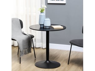 Table à manger ronde, 70x70x75 cm, salle à manger, gain de place, repas, plateau mdf, piètement acier, coloris noir