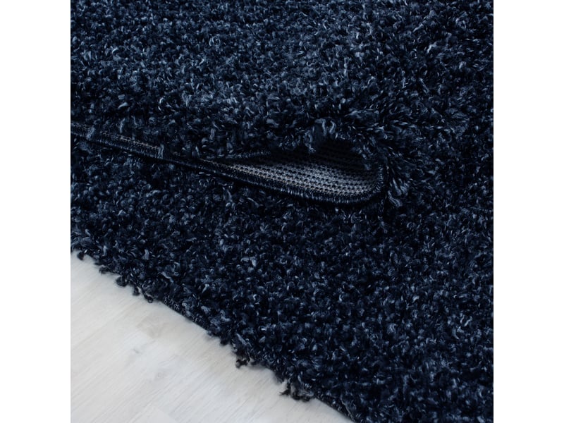 Shaggy - tapis uni rond - bleu foncé 200 x 200 cm LIFE2002001500NAVY - Conforama E