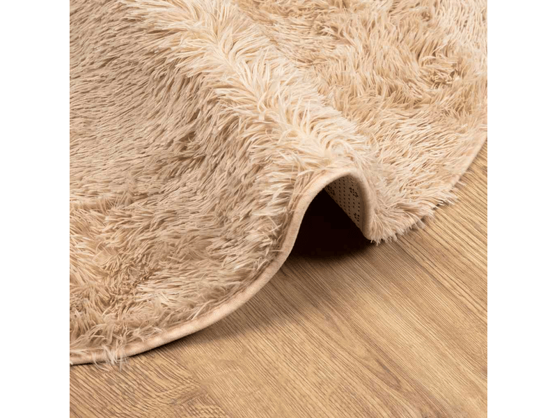  Tapis shaggy à poils longs navarra beige 160x160 cm polyester - comfortxl 4102909 - Conforama D