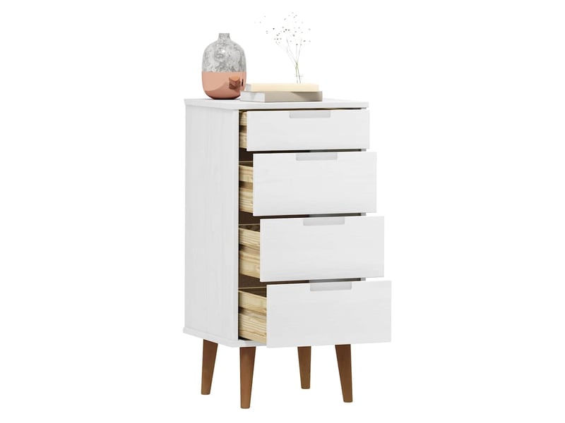  Commode chambre adulte, armoire à tiroirs molde blanc 40x35x82 cm bois de pin massif  - Conforama C