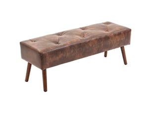 Banc de chevet avec pieds en bois et assise rembourrée, 114 x 38 x 42 cm, marron