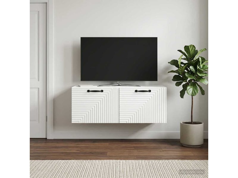  Meuble tv - banc tv - meuble de rangement mural blanc 78,5 x 31 x 30 cm bois d'ingénierie  - Conforama D