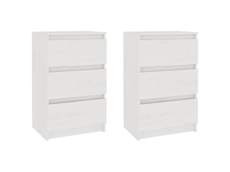  Lot de 2 tables de chevet - cabinet de chevet - table de nuit blanc 40x29,5x64 cm bois de pin solide  - Conforama A
