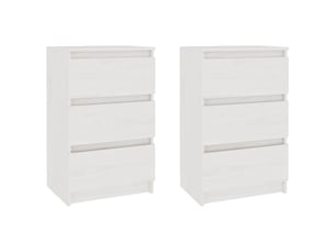 Lot de 2 tables de chevet - cabinet de chevet - table de nuit blanc 40x29,5x64 cm bois de pin solide