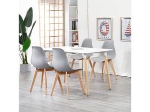 Lot de 4 chaises de salle à manger scandinaves - gris - pieds en hêtre, cuisine, salon