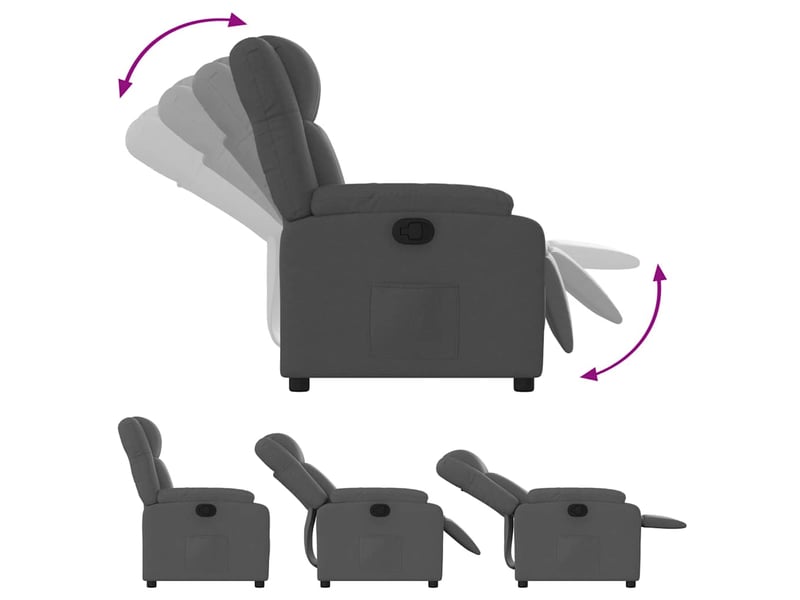  Fauteuil relax salon | fauteuil inclinable gris foncé tissu  - Conforama D