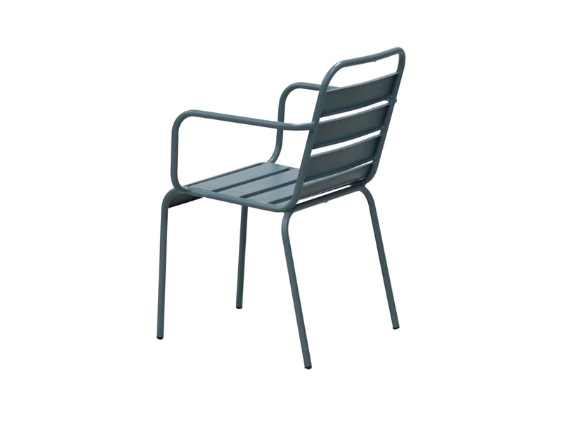  Lot de 4 chaises de jardin en métal bleu gris avec accoudoirs - baca  - Conforama D