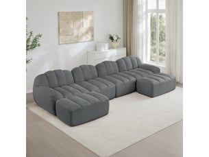 Canapé d'angle gauche fixe <strong></strong> <strong></strong> 4 places Tissu Gris