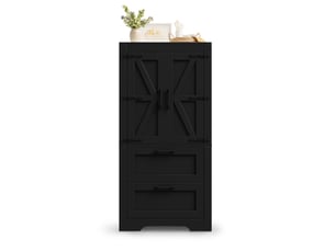 Buffet latéral 60x30x128 cm, armoire de rangement noire avec 2 tiroirs et étagères modulaires, idéal pour cuisine et salon
