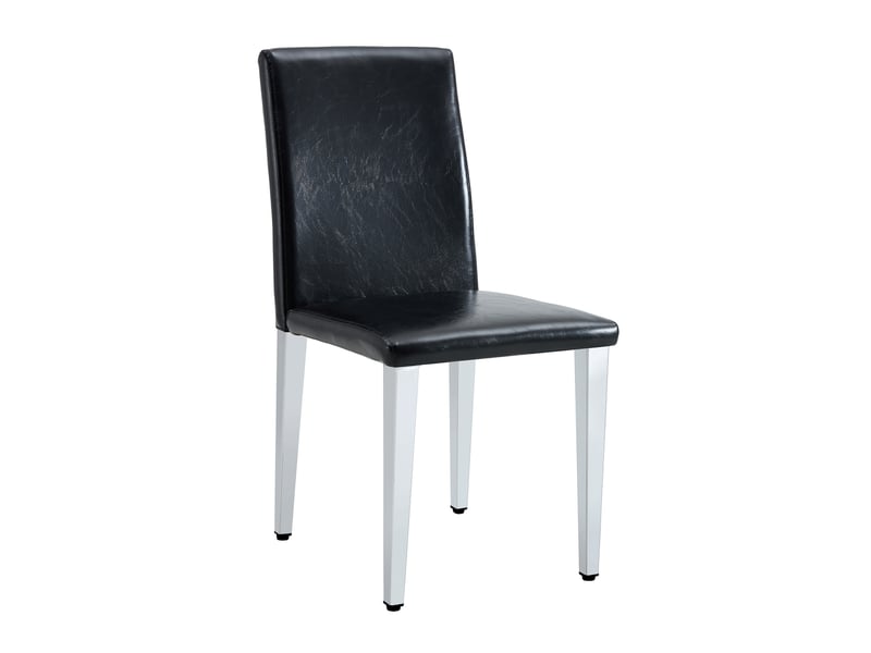 Chaise de salle à manger lot de 6 avec dossier incurvé et assise rembourrée, en polyuréthane noir et métal argenté - Conforama A
