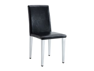 Chaise de salle à manger lot de 6 avec dossier incurvé et assise rembourrée, en polyuréthane noir et métal argenté