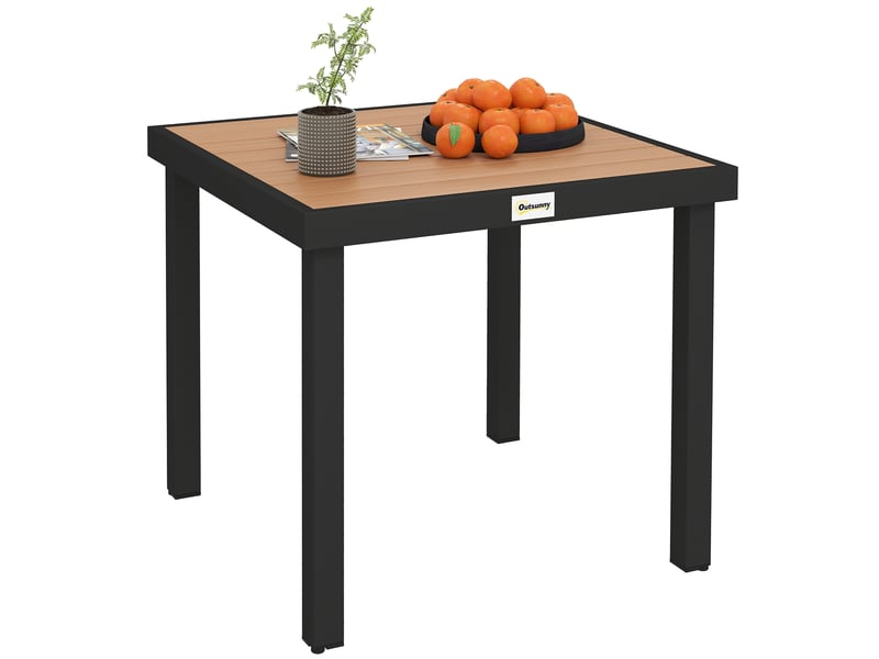 Table jardin plastique 78x78x74 cm, intempéries, aluminium, buffetcamping 4 pers.balconterrasse, noire. - Conforama A