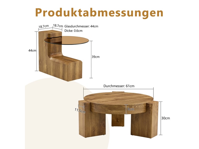  Table basse carré 61×61×30 cm, mdf et verre, bois Fay Lum - Conforama C