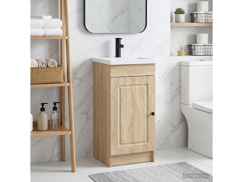  Meuble salle de bain avec évier, meuble de rangement chêne sonoma shl1305  - Conforama B