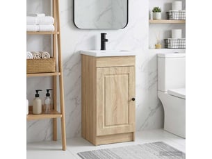 Meuble salle de bain avec évier, meuble de rangement chêne sonoma shl1305