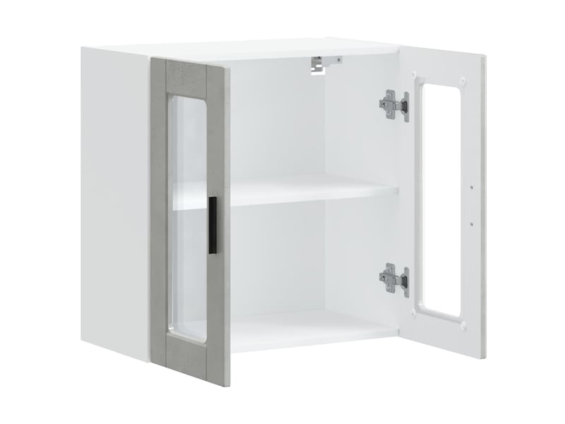  Meuble de rangement, armoire murale de cuisine avec porte en verre porto gris béton shl794  - Conforama E