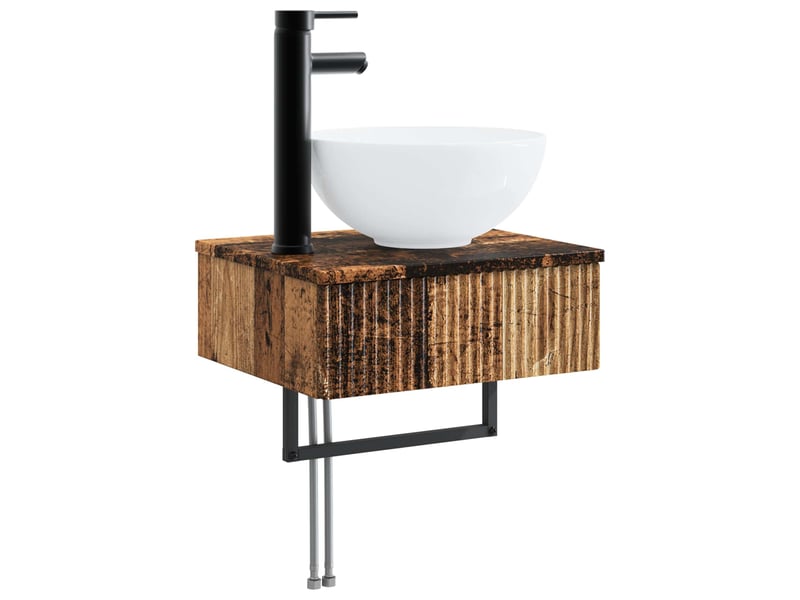  Ensemble de mobilier de salle de bain 3 pc bois ancien cf64281  - Conforama D