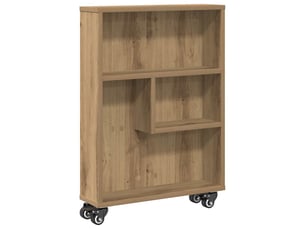 Chariot de rangement étroit chêne artisanal bois d'ingénierie
