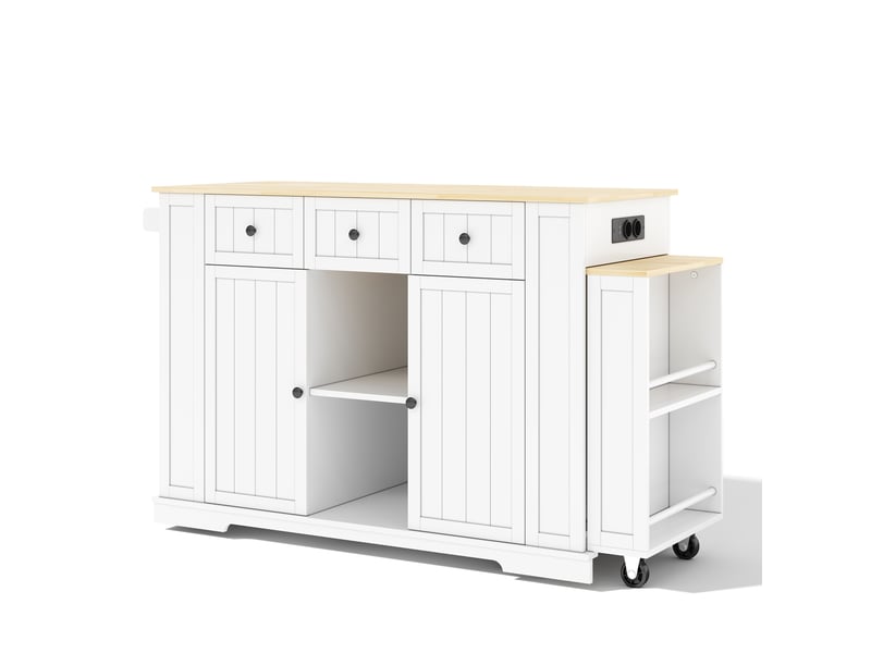  Îlot de cuisine mobile avec table extensible 2 portes et 2 tiroirs 138x55x93 cm  - Conforama B