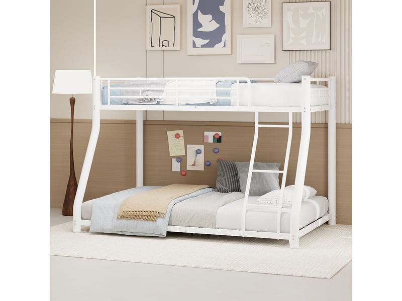  Lit superposé en fer blanc 90x190 cm et 140x190 cm  - Conforama D