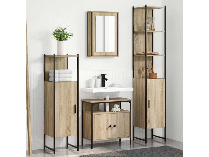  Ensemble de mobilier de salle de bain 4 pc chêne sonoma cf64517  - Conforama B