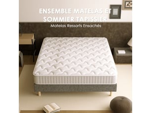Ensemble matelas et sommier 180x200 cm Ressorts soutien Medium épaisseur 20 cm