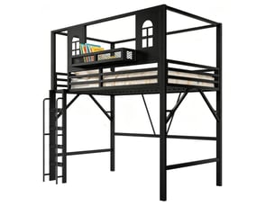 Lit mezzanine 90x200 cm <strong></strong>  <strong>evarich</strong> coloris noir