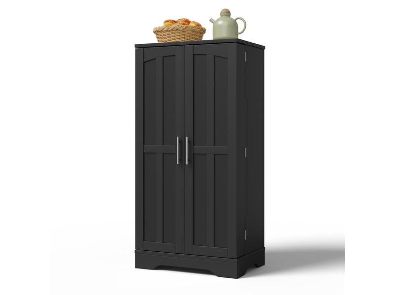  Meuble de cuisine muvano, armoire de cuisine noire à 2 portes avec led, 60 × 40 × 120 cm  - Conforama A