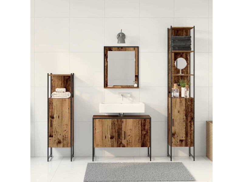  Ensemble de mobilier de salle de bain 4 pc marron cf64522  - Conforama D