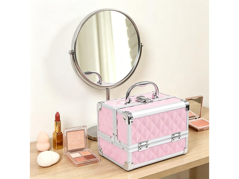  Mallette de maquillage pratique avec rangement, valise cosmétique portable  - Conforama D