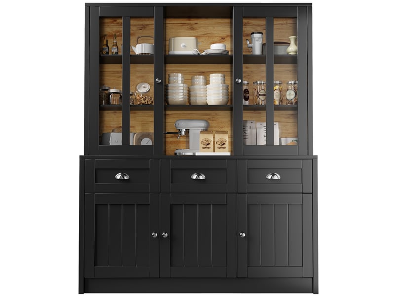  Buffet de cuisine 5 portes 3 tiroirs - 140 cm noir mdf buffet de cuisine noir - Conforama A