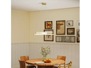 Suspension led 82x124 cm 50w 5 tubes lumineux réglables métal or+blanc