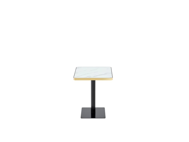 Table de salle à manger carrée pour 2 à 4 personnes avec pied central en métal, effet marbre blanc, 60 × 60 × 74 cm - Conforama A