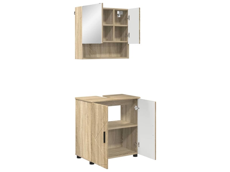  Ensemble de mobilier de salle de bain 2 pc chêne sonoma cf64116  - Conforama A