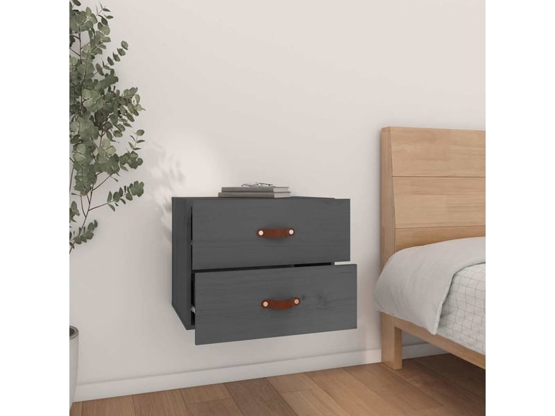 Lot de 2 table de chevet murales, table d'appoint gris 50x36x40 cm - Conforama C