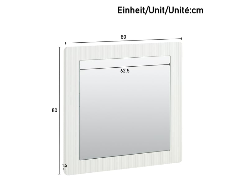 Miroir mural carré 80 x 80 cm à cadre blanc en mdf strié, design moderne pour entrée, chambre et salon - Conforama C