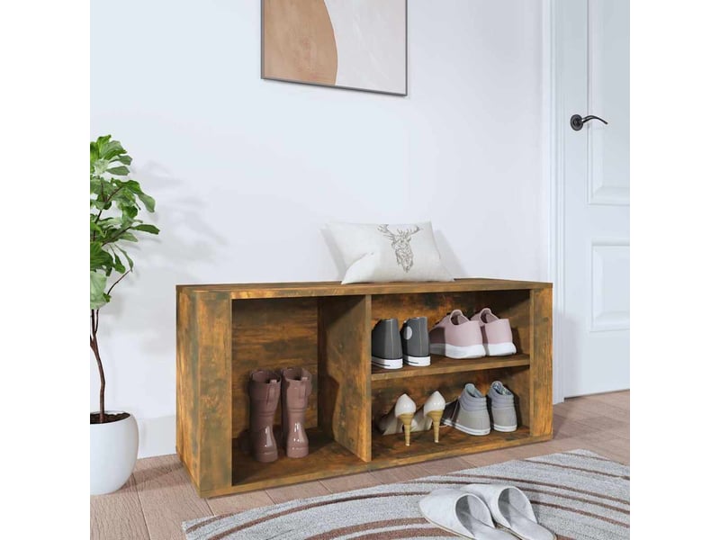  Meuble à chaussure | armoire à chaussures chêne fumé 100x35x45 cm bois d'ingénierie  - Conforama B