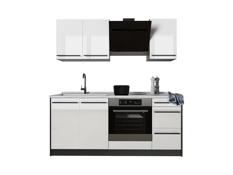  Vicco cuisine, blanc haute brillanceanthracite, 180cm sans plan de travail  - Conforama E