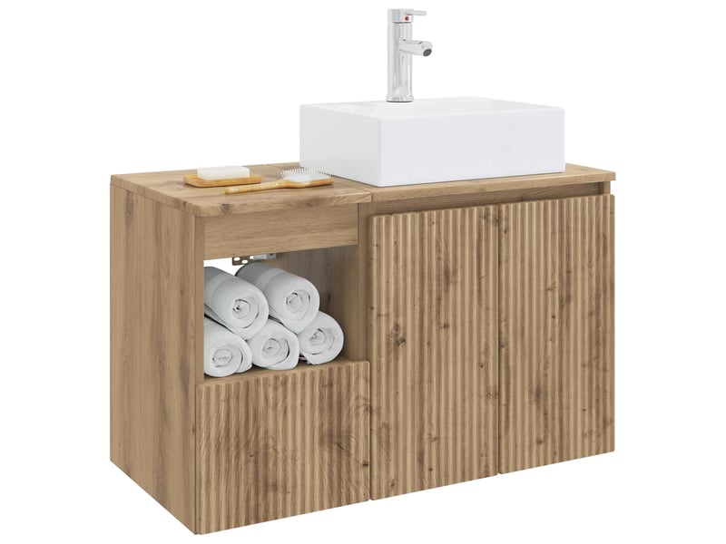  Ensemble de mobilier de salle de bain 2 pc chêne artisanal cf64065  - Conforama C