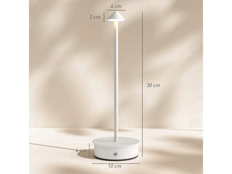  Lot de 2 lampes de table led rechargeables avec port usb, commande tactile et intensité lumineuse réglable, ø10 x 30 cm, blanches  - Conforama E