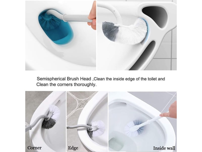 Brosse de toilette salle de bain murale toilette courbe brosse coude angle gap brosse outil de nettoyage à poils doux (poignée blanche, taille unique) - Conforama E
