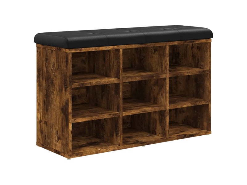  Banc à chaussures, banc de rangement chêne fumé 82x32x50 cm bois d'ingénierie  - Conforama A